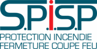 Logo SPISP teal avec un i rouge, texte protection incendie et fermeture coupe-feu.