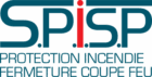 Logo S.P.i.S.P. bleu et rouge. Spécialiste protection incendie et installation de fermetures coupe-feu certifiées.